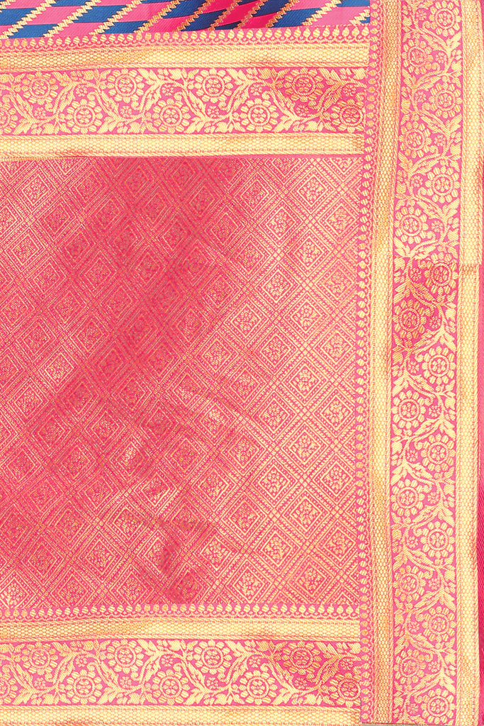 Pink Jacquard Litchi Silk Party Wear Saree